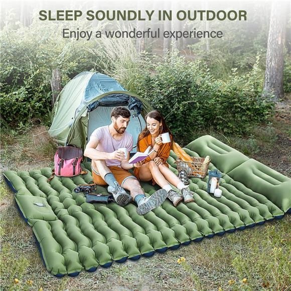 Double Camping Sleeping Pad,Inflatable Camping Pad Foot Press Ultralight 2Person - Picture 6 of 7